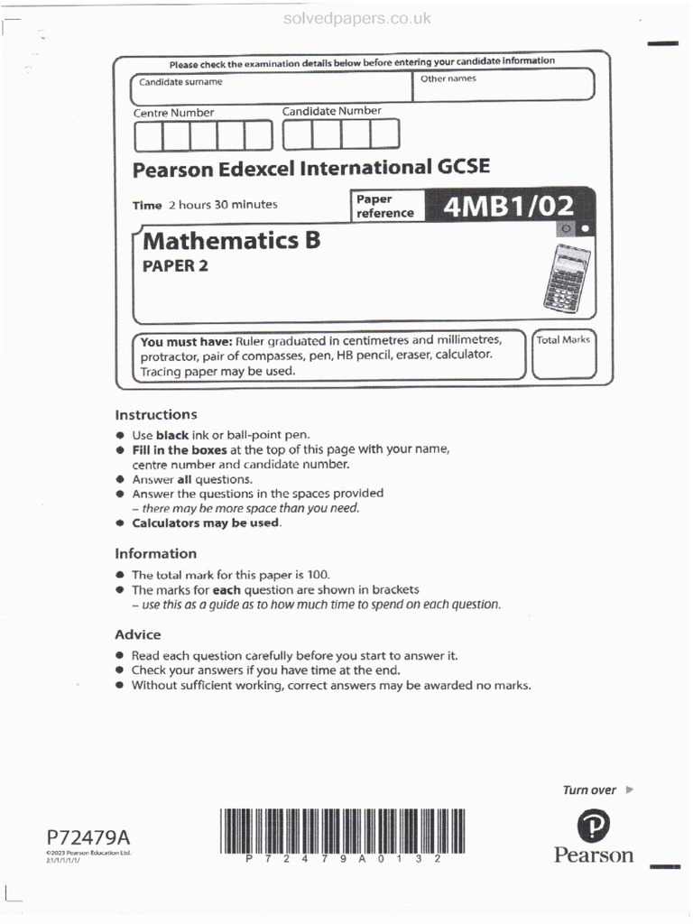 MathB IGCSE Paper 2 Jan 2023 Solved | PDF