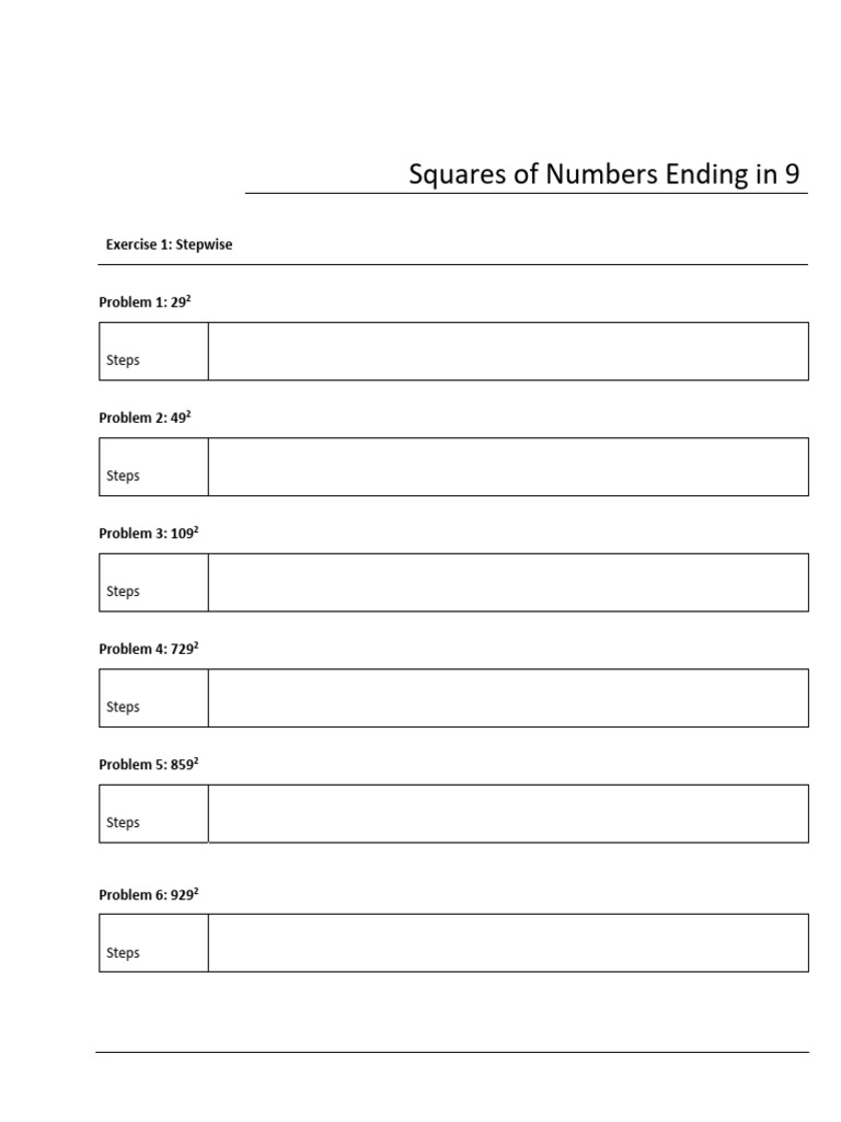 31-Squares of Numbers Ending in 9 | PDF