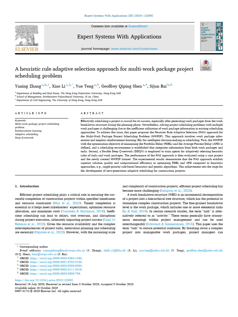 A Heuristic Rule Adaptive Selection Approach For Multi-Work Package ...