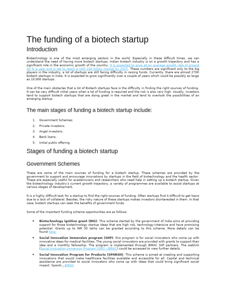 Funding Strategies for Biotech Startups | PDF | Venture Capital ...
