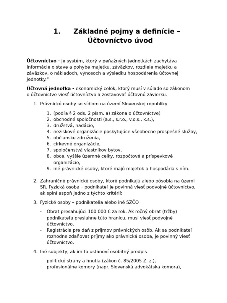 Základné Pojmy A Definície | PDF