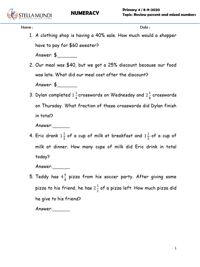 8 September - Numeracy p4 | PDF