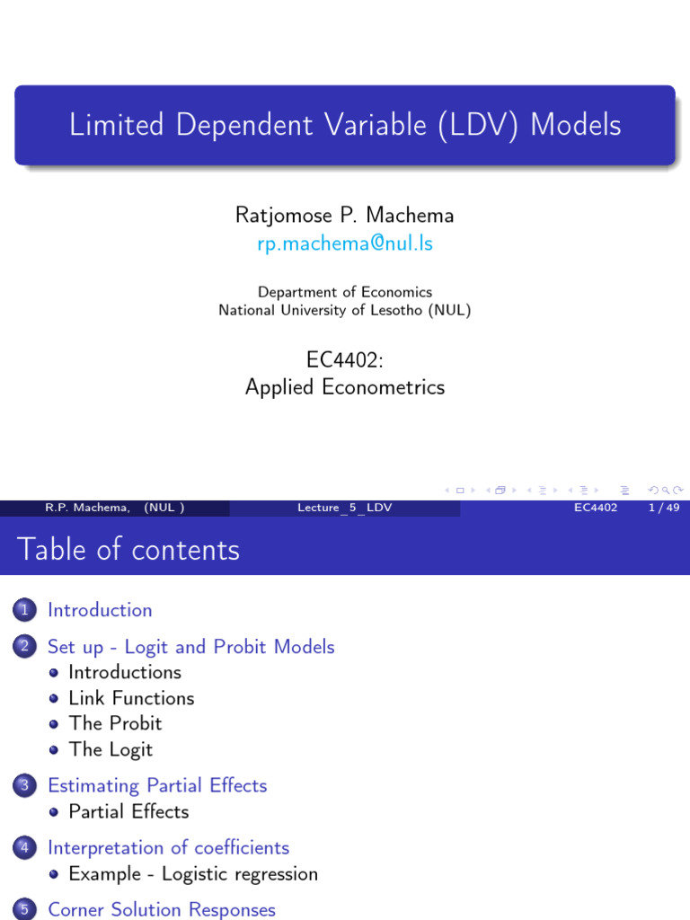 2024 EC4402 Lecture 4 Logit | PDF | Ordinary Least Squares | Logistic ...