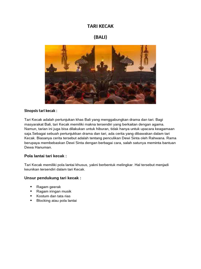 Tari Kecak: Drama dan Tari Bali | PDF