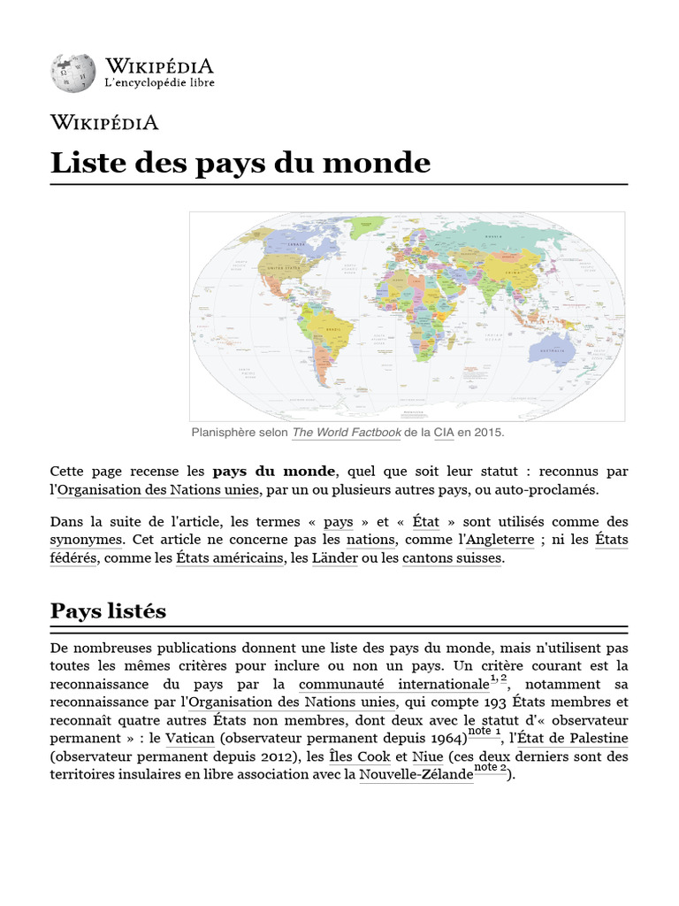 Liste des pays et leur reconnaissance internationale | PDF | Relations ...