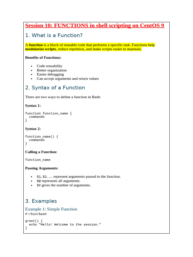 Functions in Shell Scripting on CentOS 9 | PDF | Programming Paradigms ...