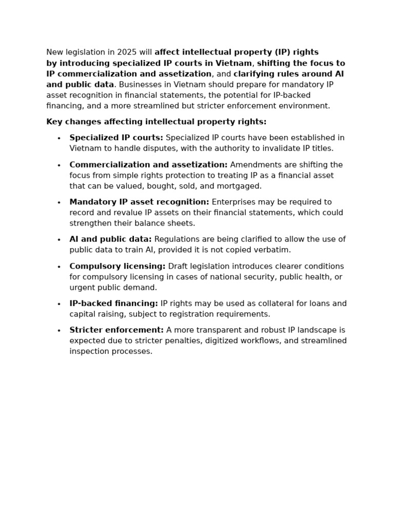 2025 Vietnam IP Rights Legislation Changes | PDF