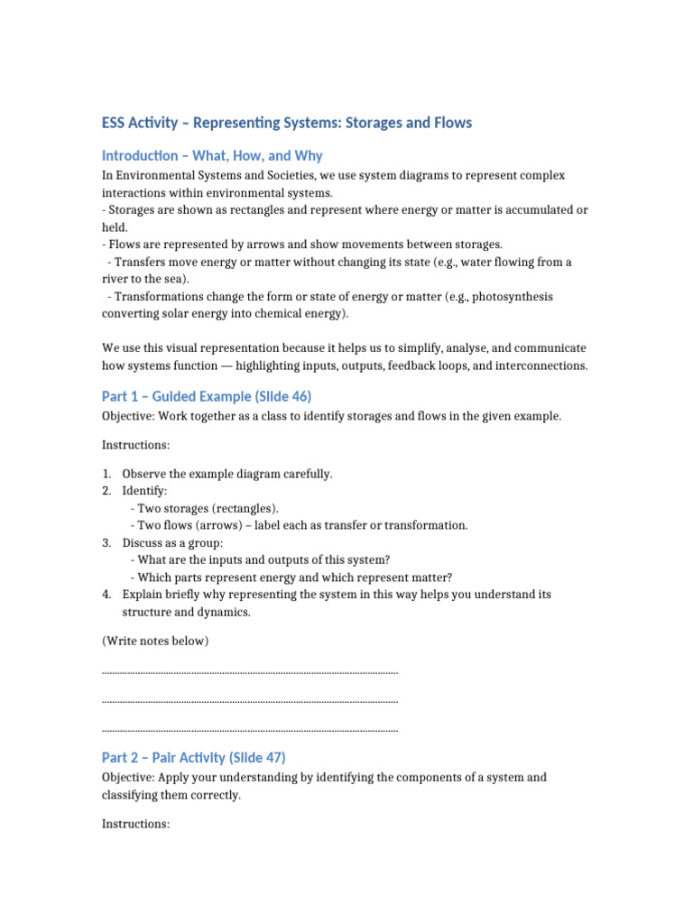 Understanding Environmental Systems: Storages & Flows | PDF