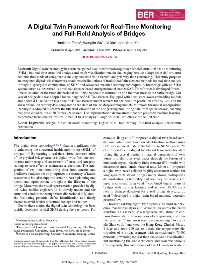 Real-Time Bridge Monitoring with Digital Twin | PDF | Heat Transfer ...