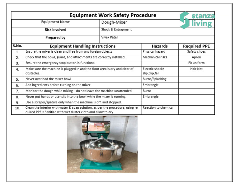 Dough-Mixer Safety Procedures Guide | PDF