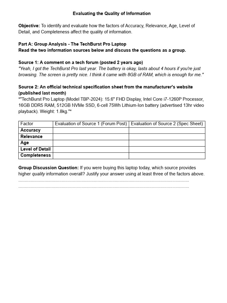 Evaluating Information Quality Factors | PDF