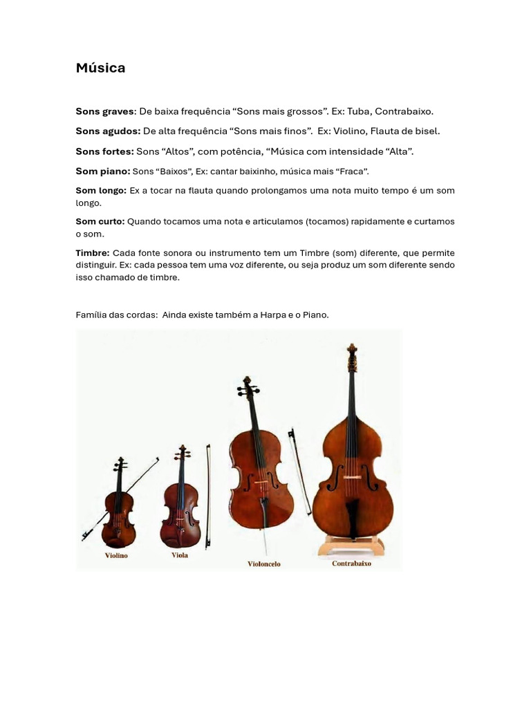 Tipos de Sons e Instrumentos Musicais | PDF