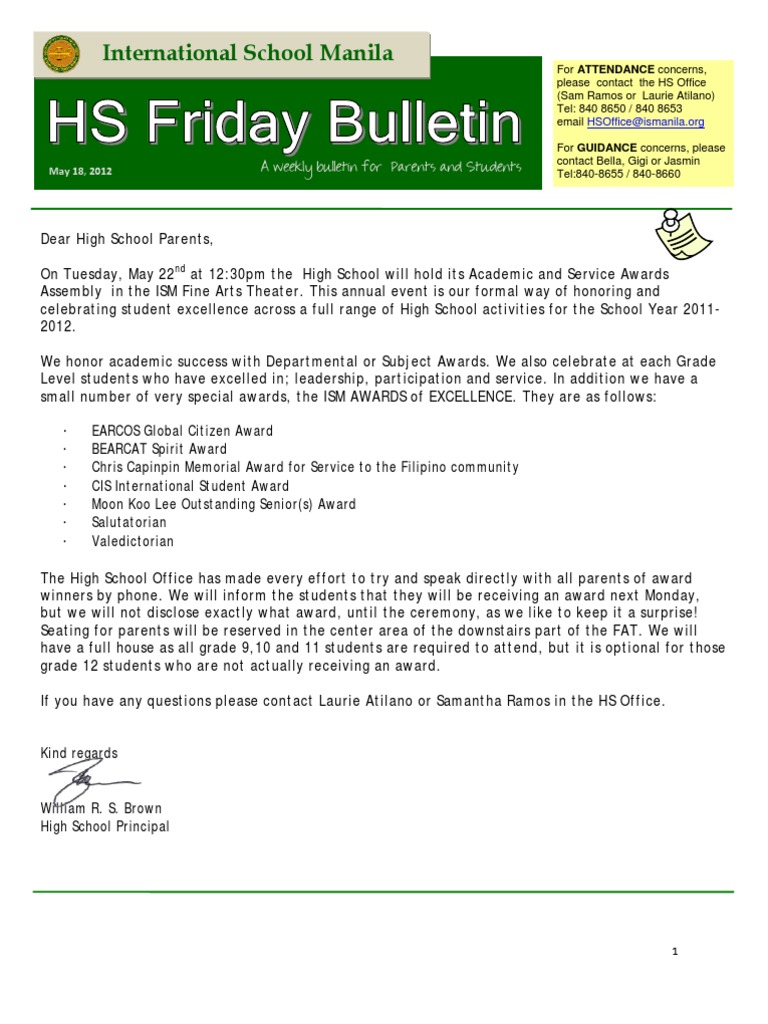 High School Awards Assembly Notice | PDF | University Of California ...