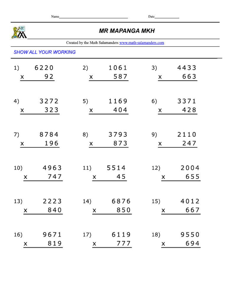 4 by 3 Multiplication | PDF