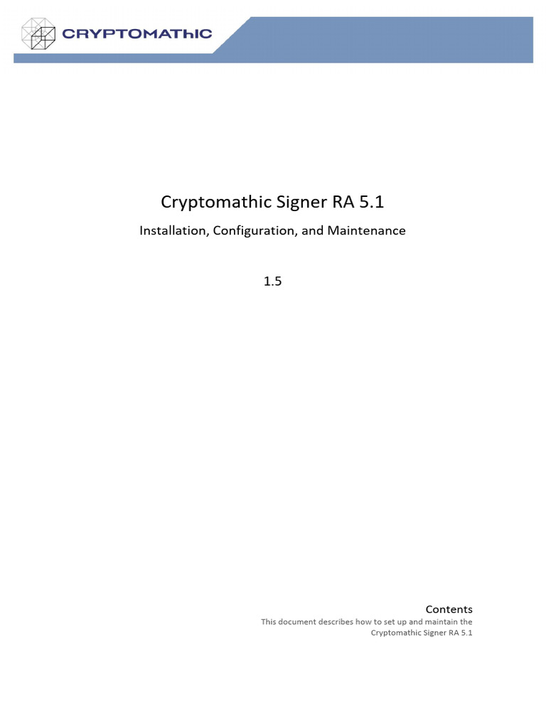 Cryptomathic Signer RA 5.1 Installation Configuration and Maintenance ...