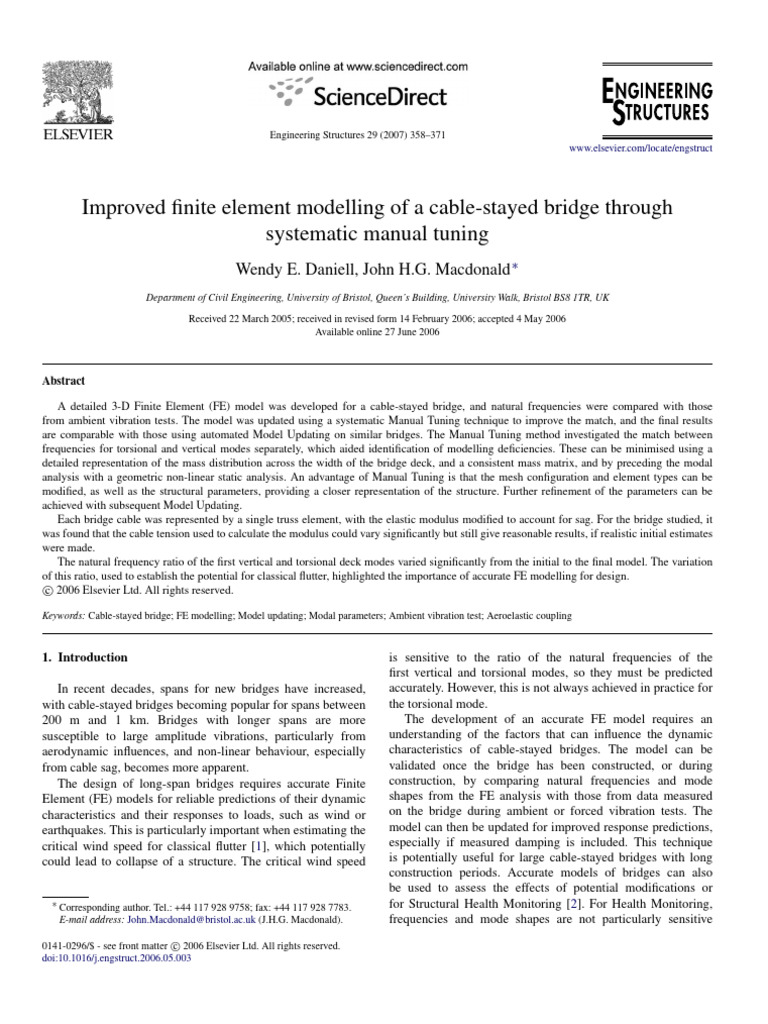 Enhanced FE Modeling for Cable-Stayed Bridges | PDF | Young's Modulus ...