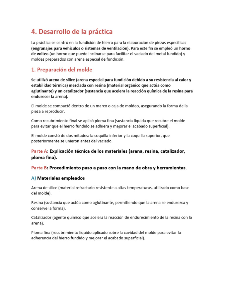 Desarrollo de La Practica Terminado | PDF | Materiales | Procesos ...