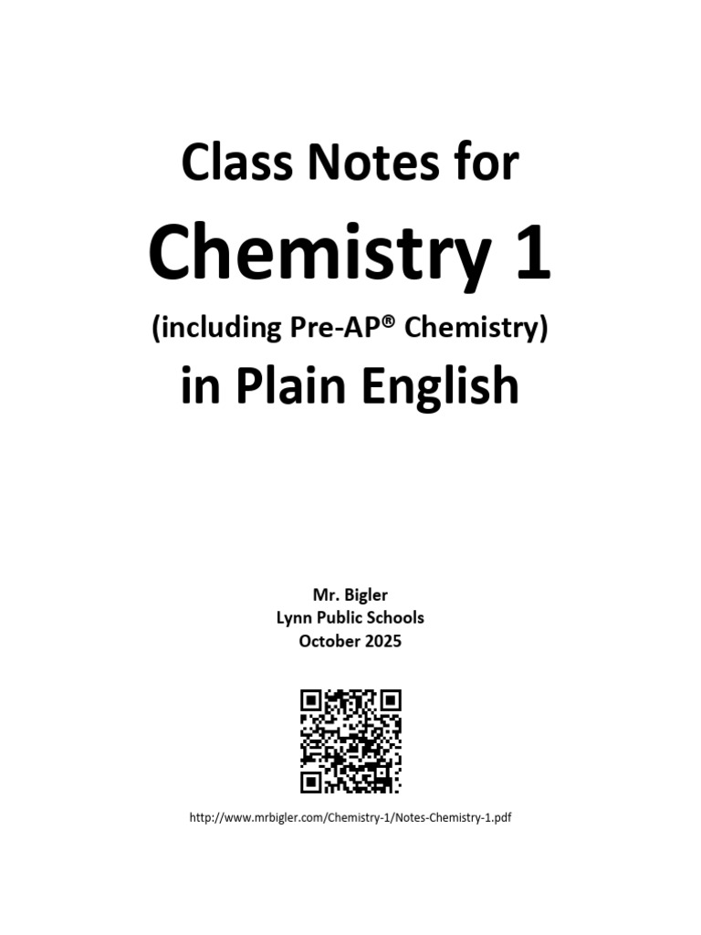 Chemistry 1 Class Notes in Plain English | PDF | Chemical Reactions ...