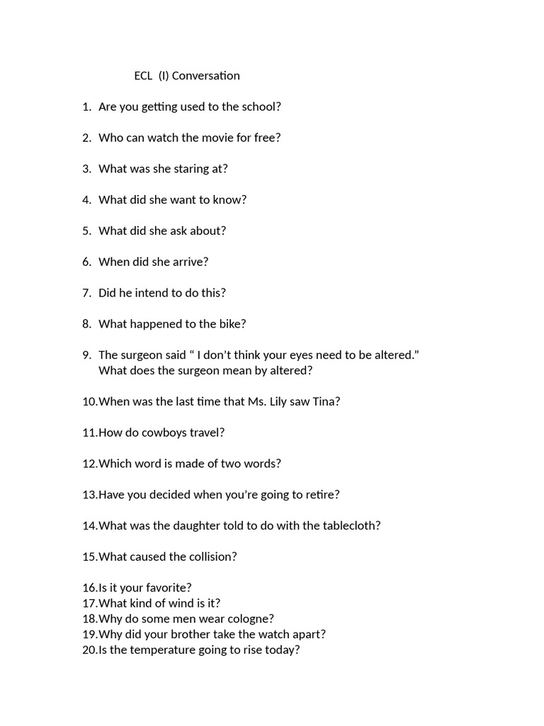 ECL Listening and Conversation Practice | PDF