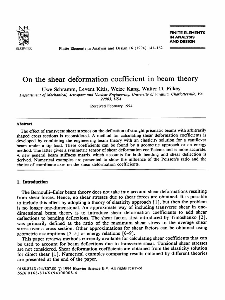 Shear Deformation Coefficients in Beam Theory | PDF | Bending | Beam ...