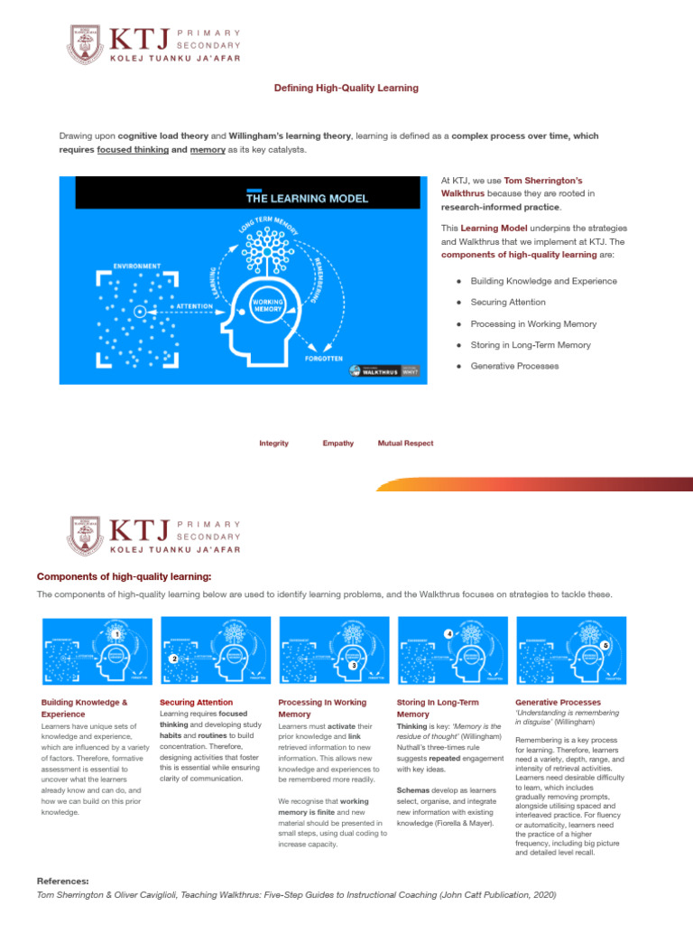 Defining High-Quality Learning | PDF | Learning | Memory