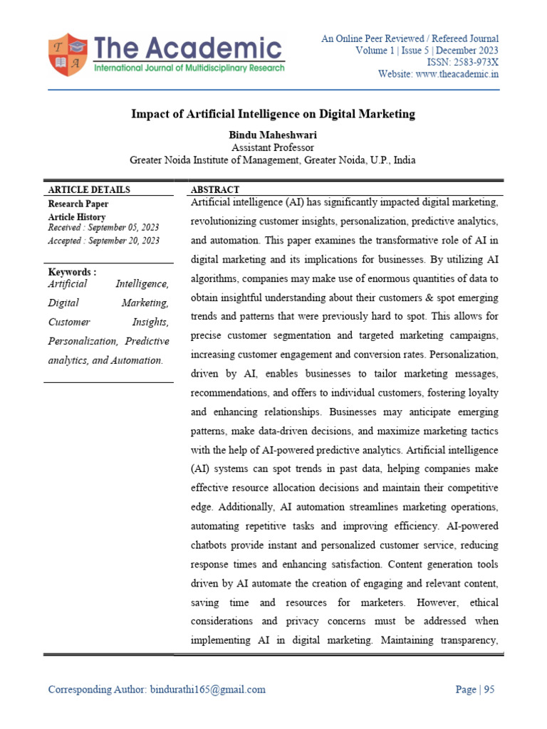 Future of Marketing: How AI Is Changing Digital Strategies - NIDM | PDF ...