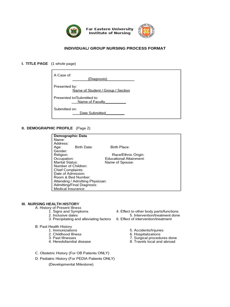 Nursing Process Format Guide | PDF | Back Pain | Nursing