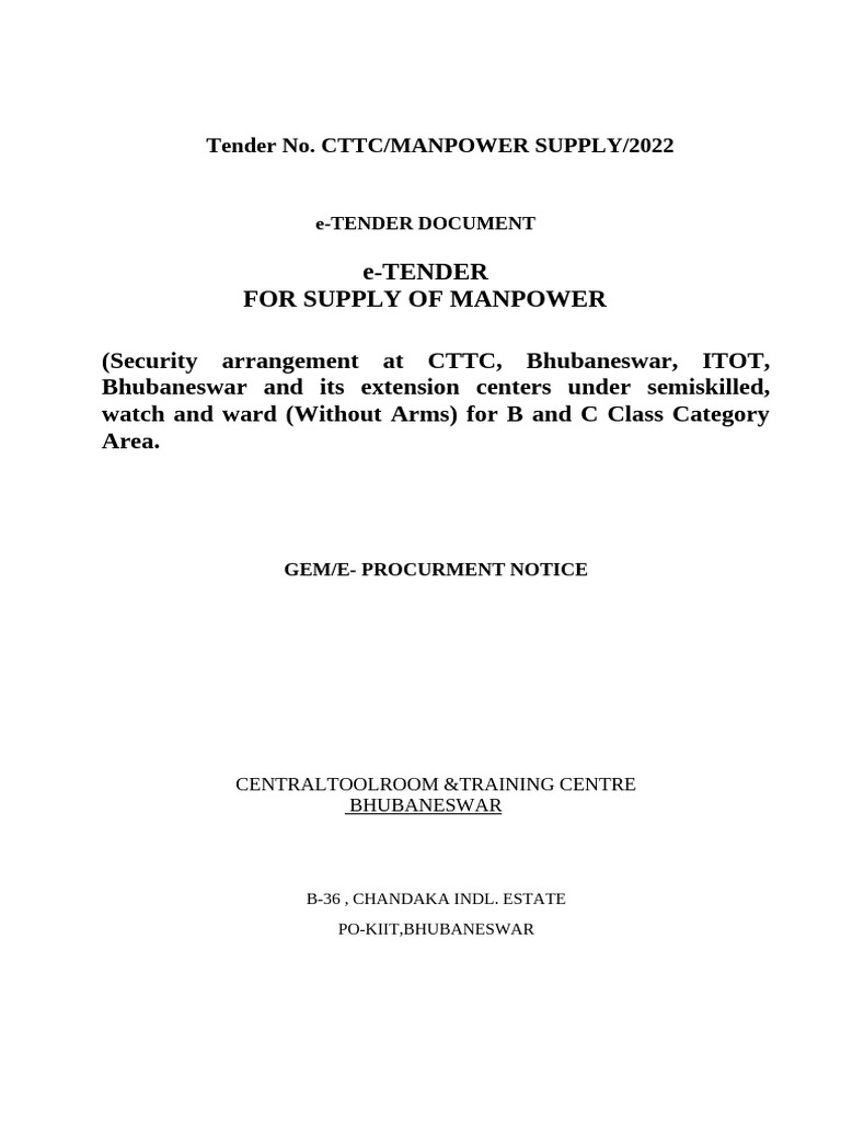 Tender Paper For Security - 2023 | PDF | Taxes | Employment