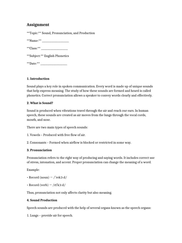 Sound Production and Pronunciation Guide | PDF | Phonetics | Speech