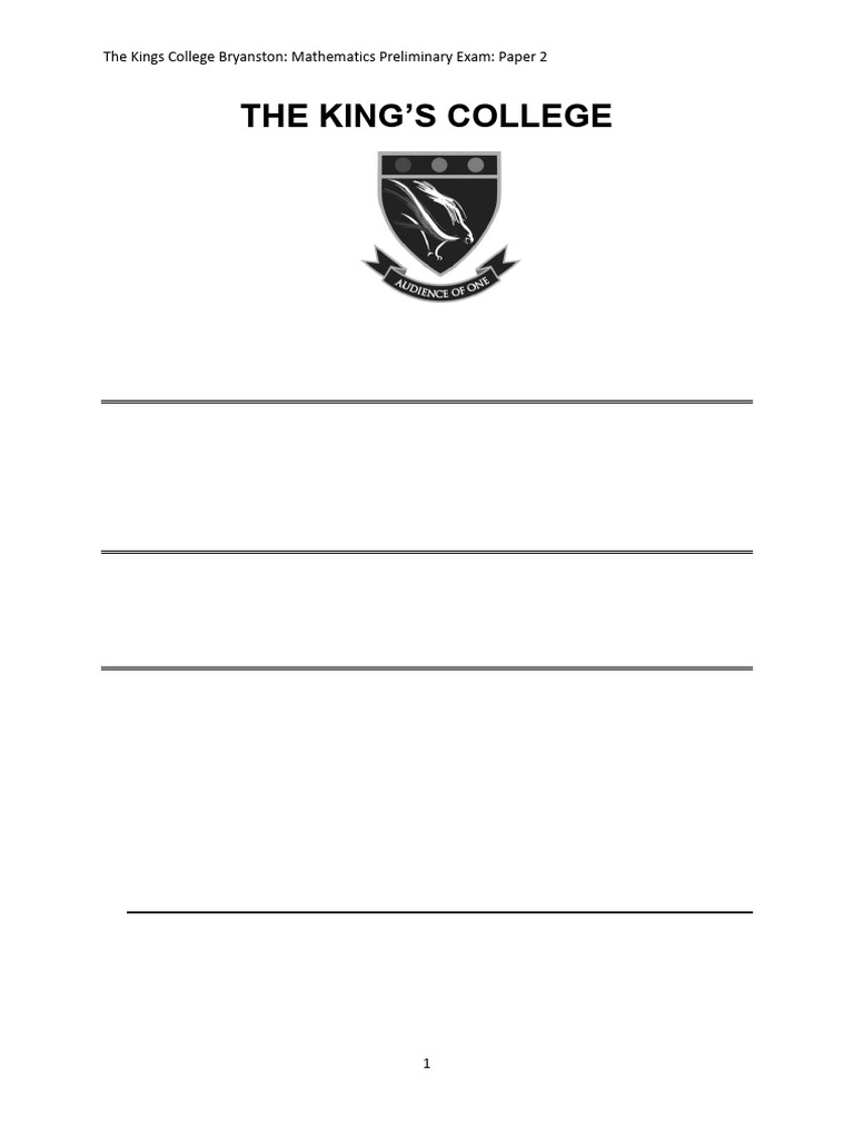 Kings College Bryanston Math Exam Paper 2 | PDF | Circle | Mathematics