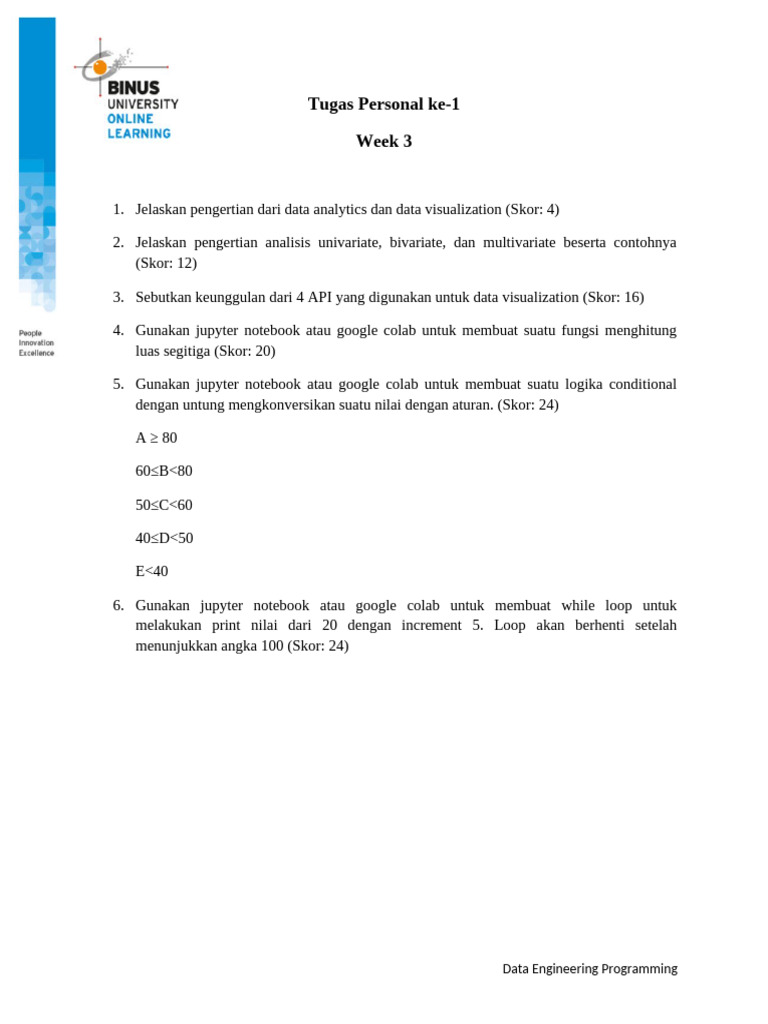 Tugas Personal Ke-1 Week 3: Data Engineering Programming | PDF