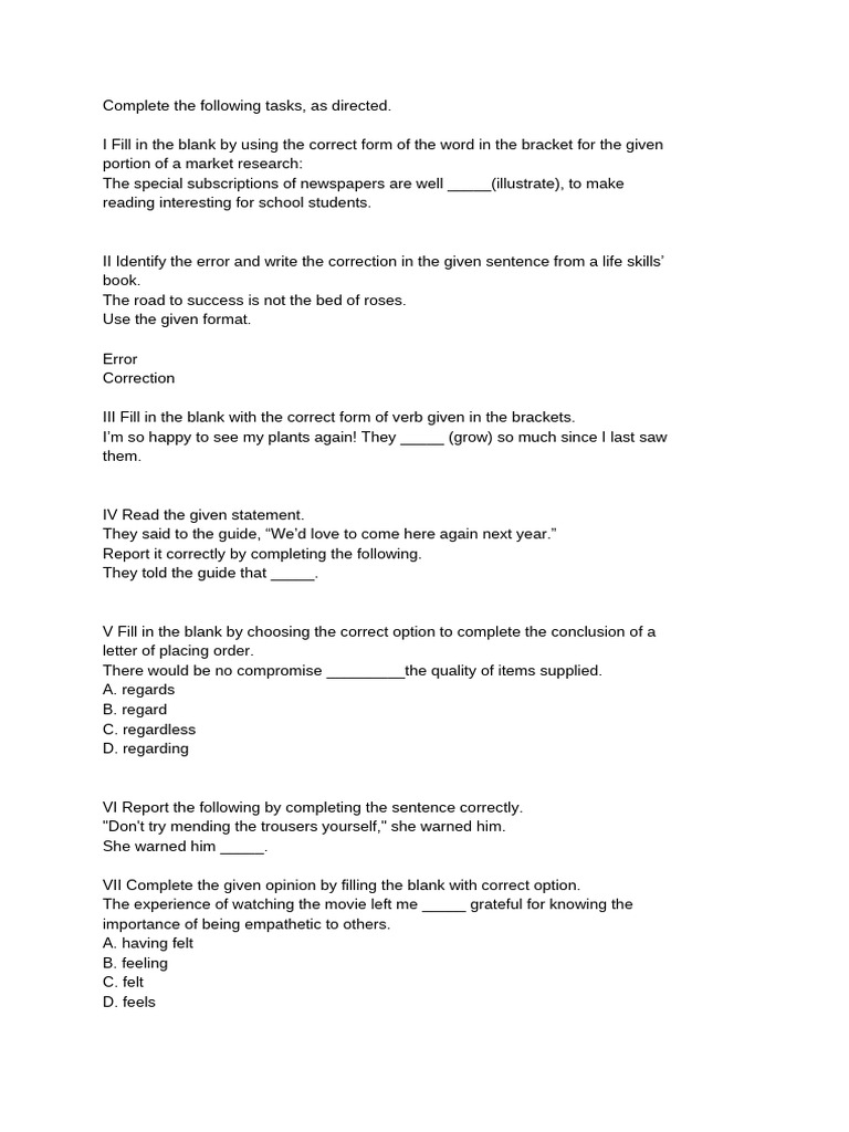 Language Exercises for Skill Development | PDF