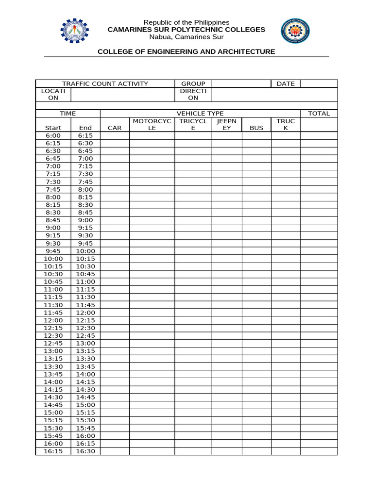 Traffic Count Activity Report | PDF