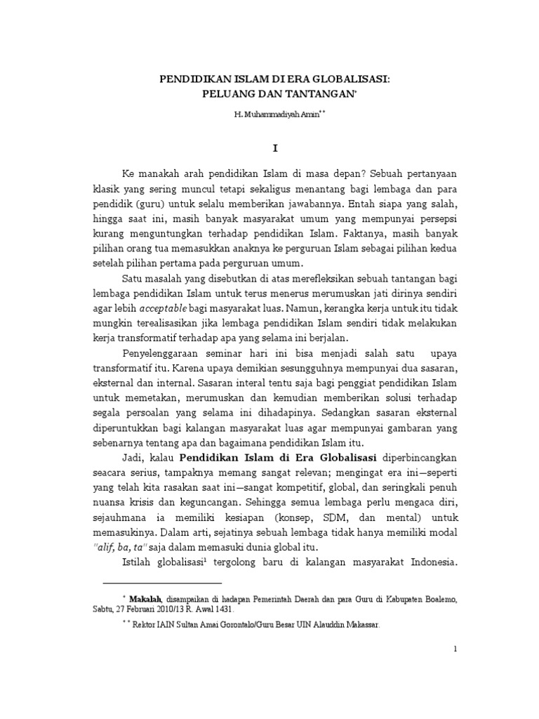 Pendidikan Islam Di Era Globalisasi
