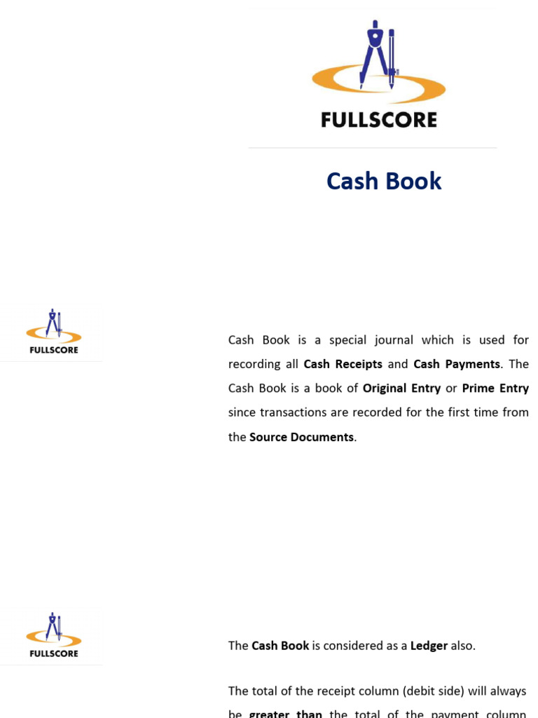 Cash Book: By: Tej Pratap Singh Ex Assistant Audit Officer in CAG | PDF