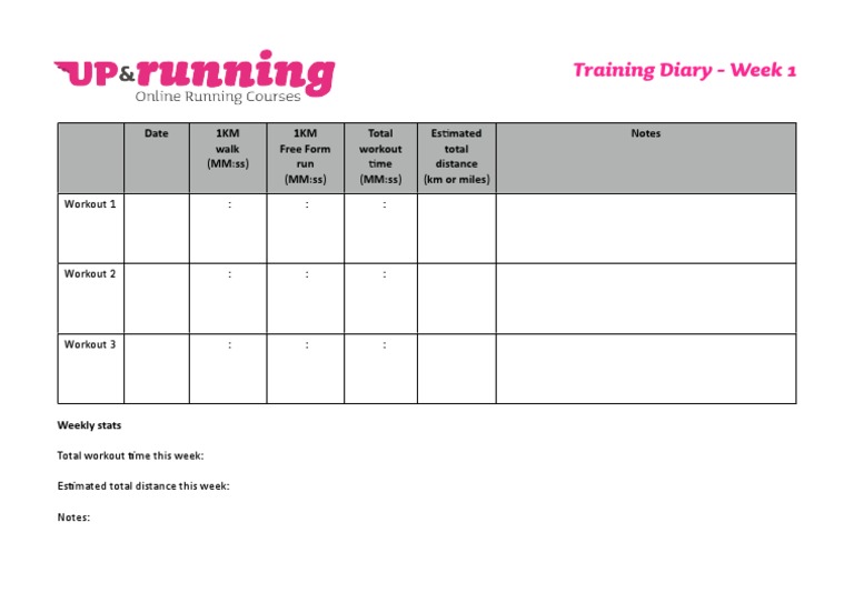 5K Training Diary Week1 | PDF | Wellness | Science & Mathematics
