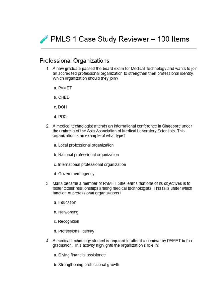 Pmls 1 Unit 1 Reviewer PDF | PDF | Medical Laboratory | Biopsy