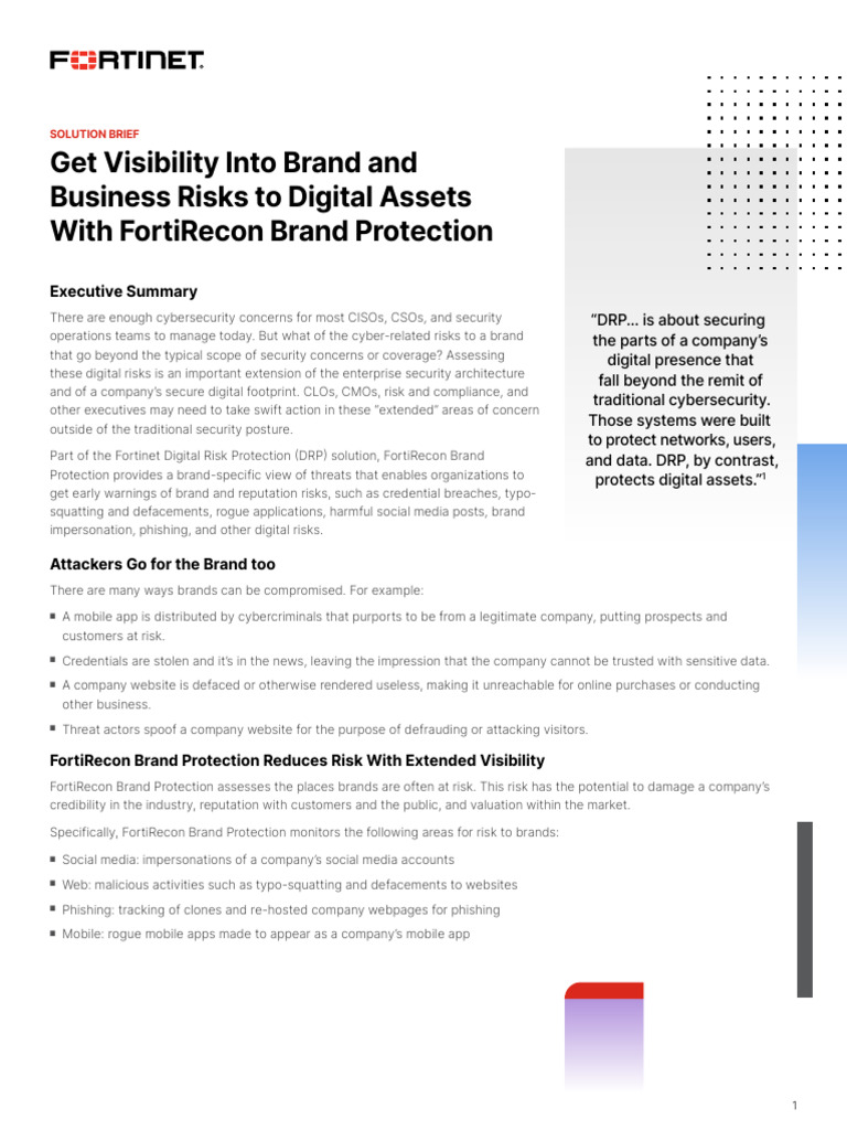 Fortinet Fortirecon Solutionbrief Brand Protection 2022 | PDF ...