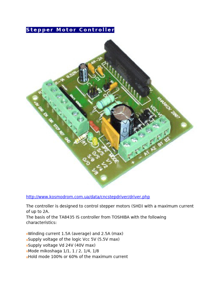 Stepper Motor Controller TA8435 Guide | PDF | Electronics | Electrical ...