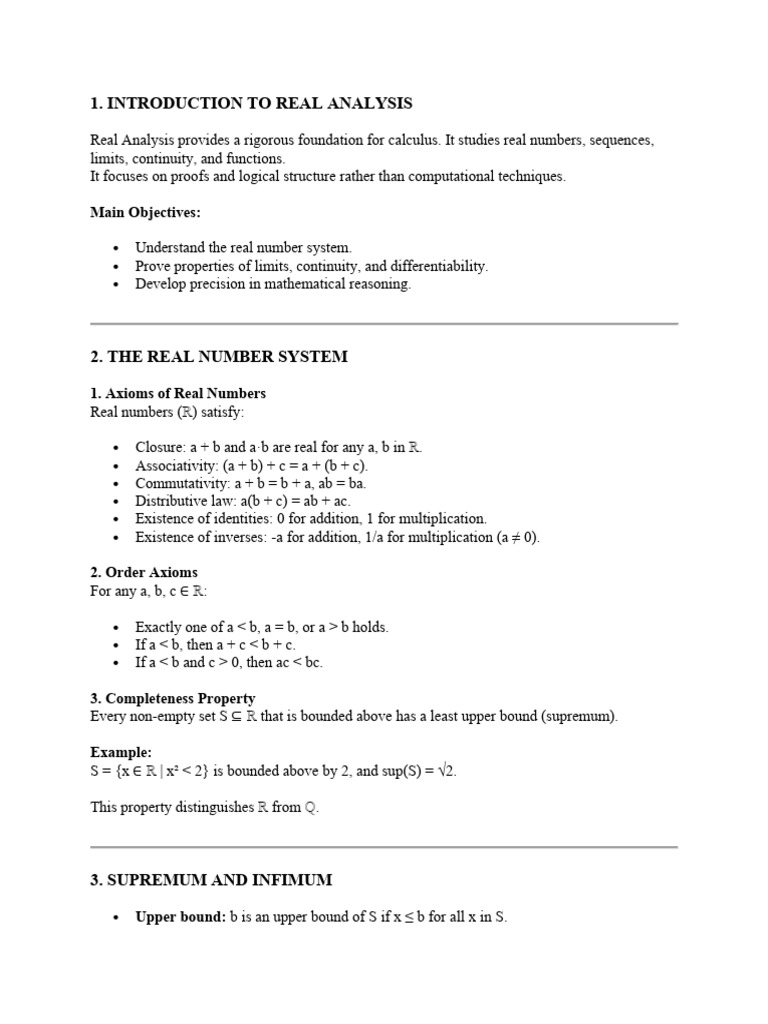 Real Analysis 1 Notes | PDF | Real Number | Multiplication