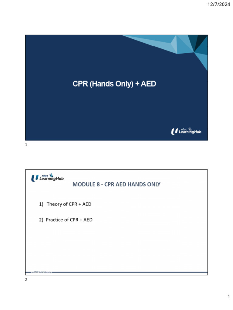 CPR and AED Training Guide | PDF | Myocardial Infarction | Heart