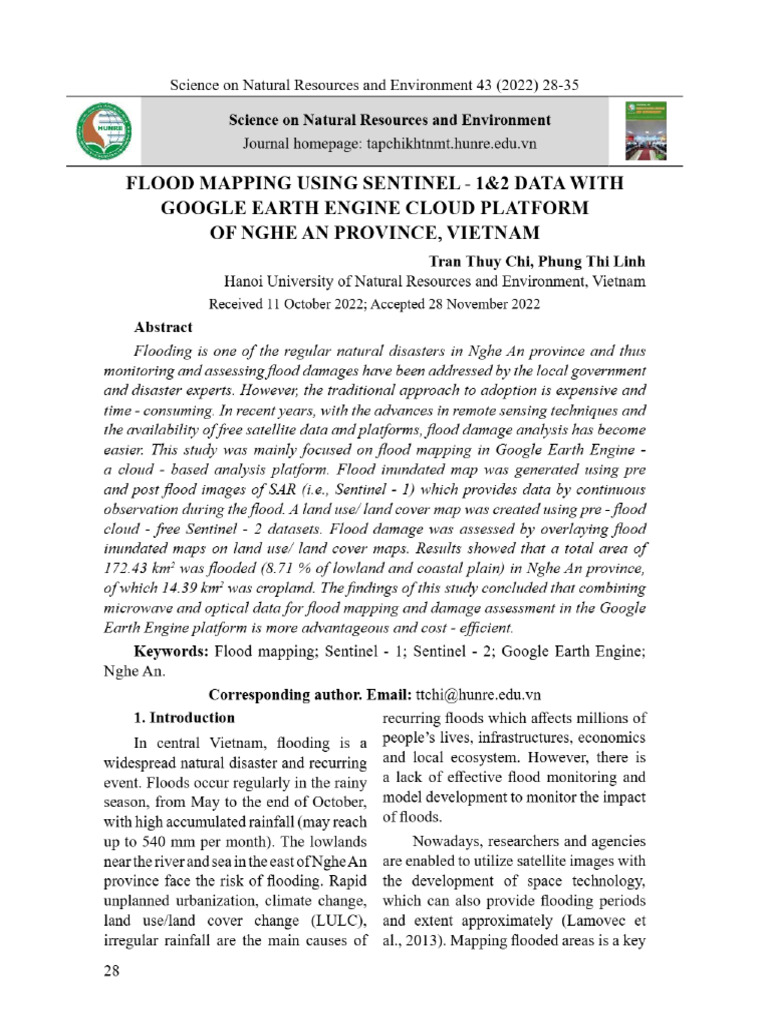 Flood Mapping Using Sentinel - 1&2 Data With Google Earth Engine Cloud ...