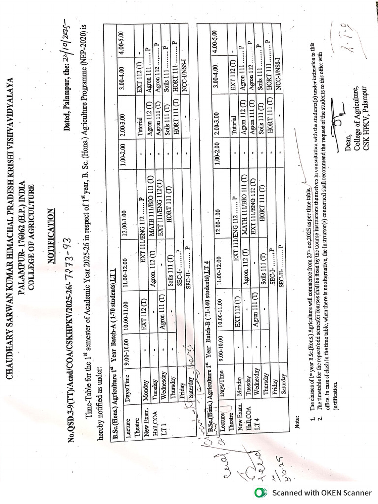 Time Table | PDF