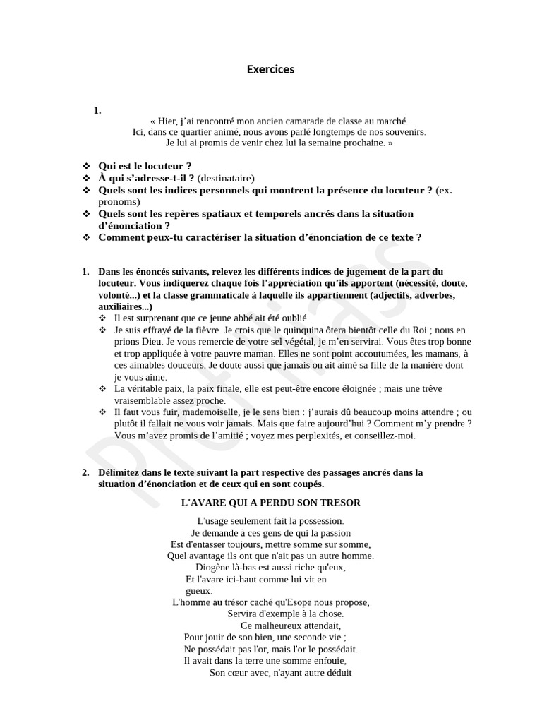 Analyse de la situation d'énonciation | PDF | Linguistique