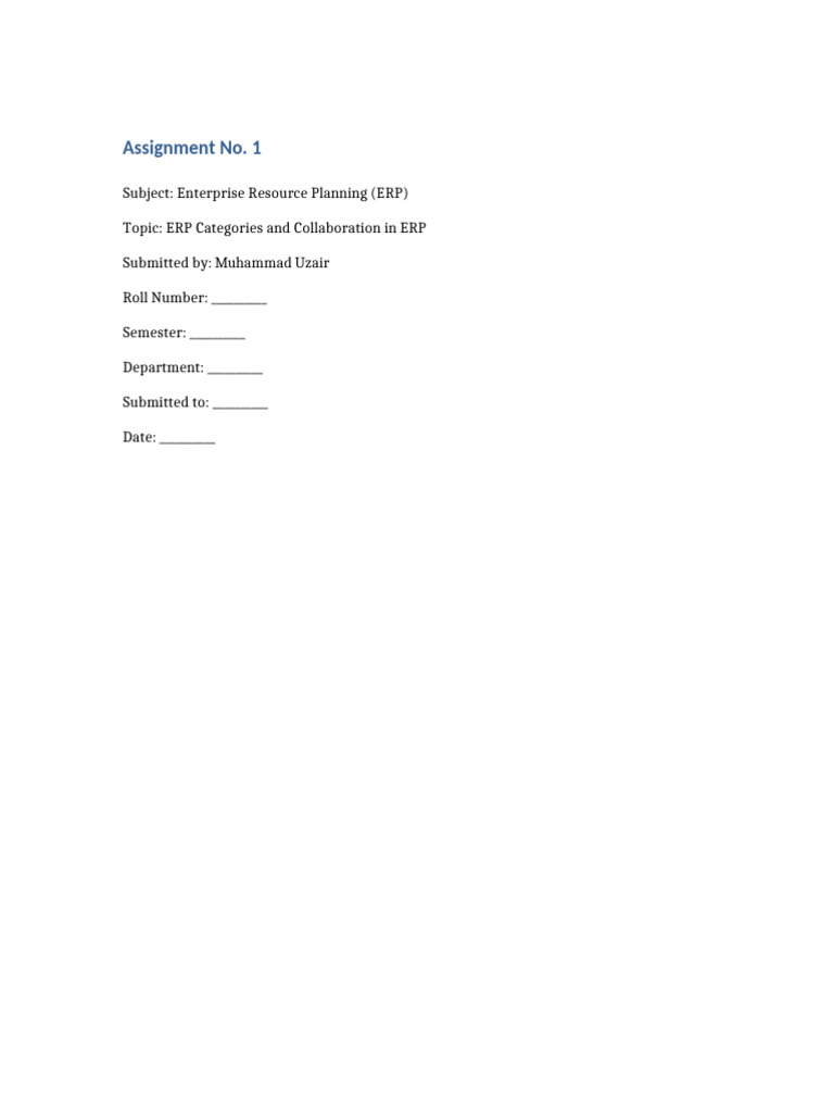 Assignment No 1 Muhammad Uzair ERP Categories and Collaboration | PDF ...