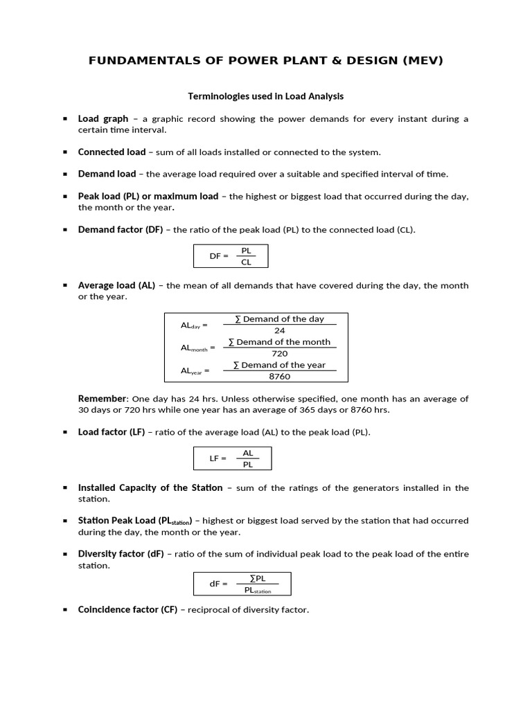 Power Plant Design Load Analysis Terms | PDF | Power Station | Fossil ...