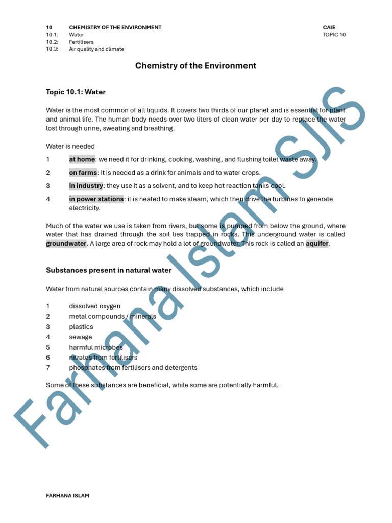 Environmental Chemistry: Water Quality | PDF | Climate Change ...