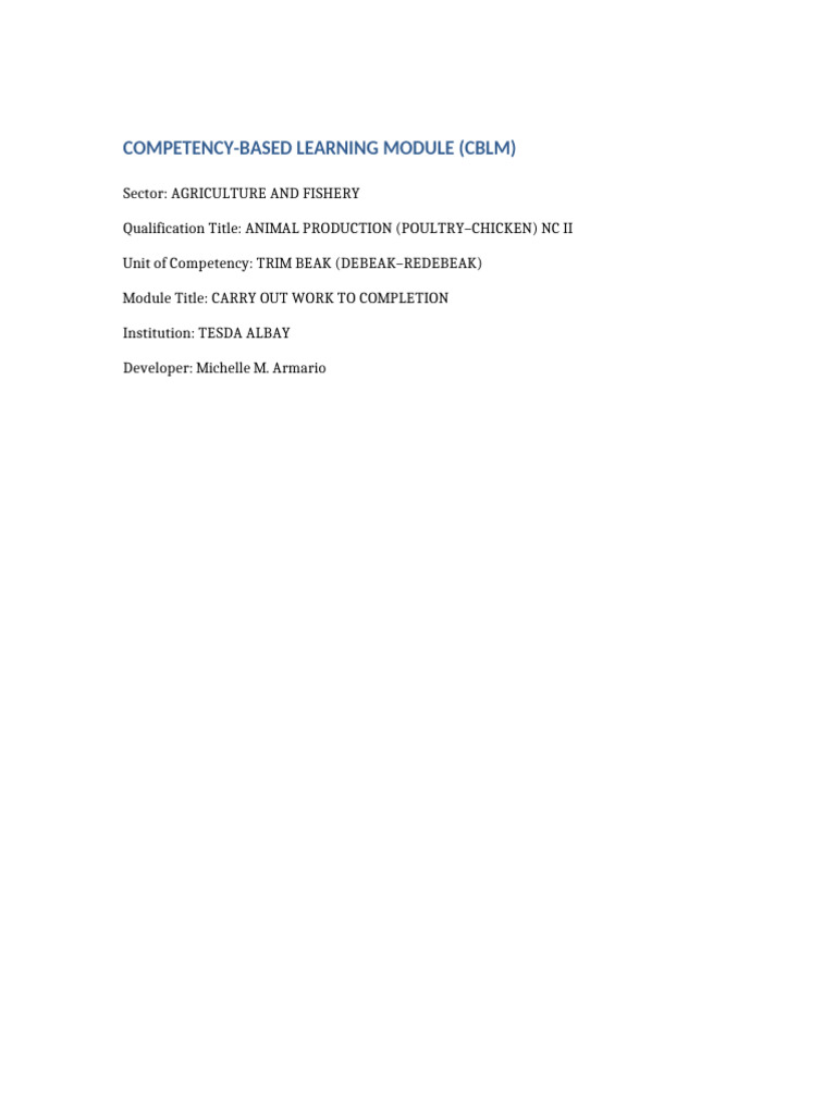Poultry Debeaking Training Module | PDF | Waste Management | Poultry ...
