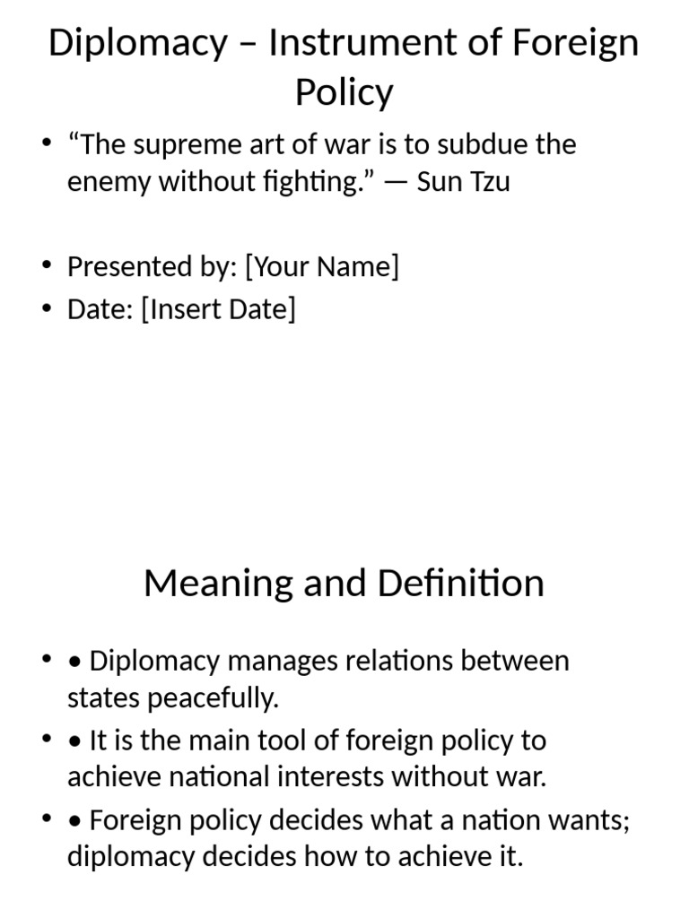 Understanding Diplomacy in Foreign Policy | PDF | Diplomacy | The Art ...