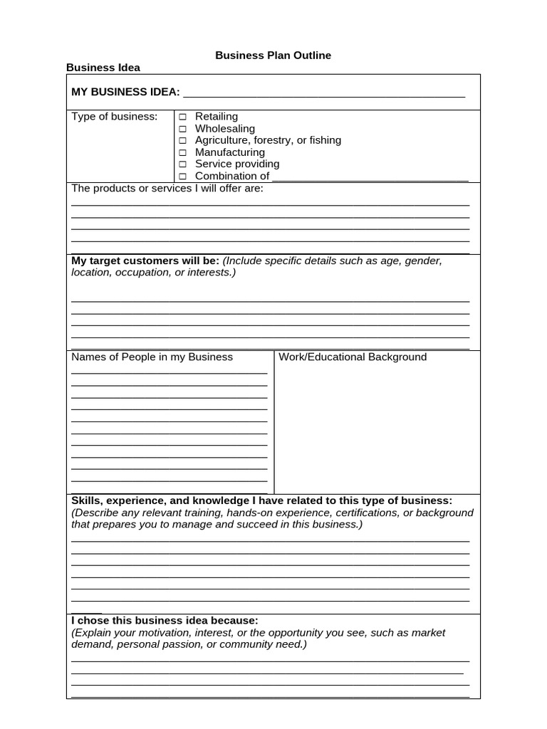 Business Plan Outline for Micro Entrep 093735 | PDF | Profit (Economics ...